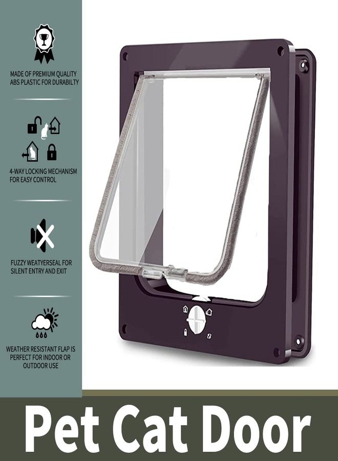 EASY JOY Cat Doors(Outer Size 8.6" x 7.5"), 4-Way Locking Cat Door for Interior Exterior Doors, Weatherproof pet Door with Magnet for Cat or Dog < 16.1 inches in Girth(Brown M) - Image 3